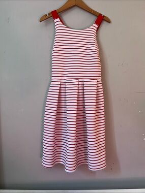 Woman red and white stripes dress